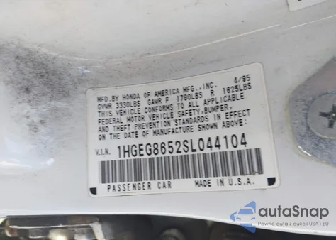 1995 Honda Civic Lx from USA, damaged, VIN 1HGEG8652SL044104